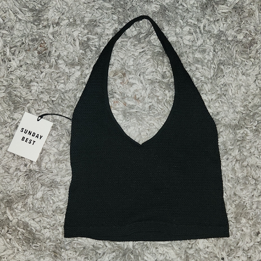 Aritzia-Sunday Best Seamless Cropped Halter Top Size Large